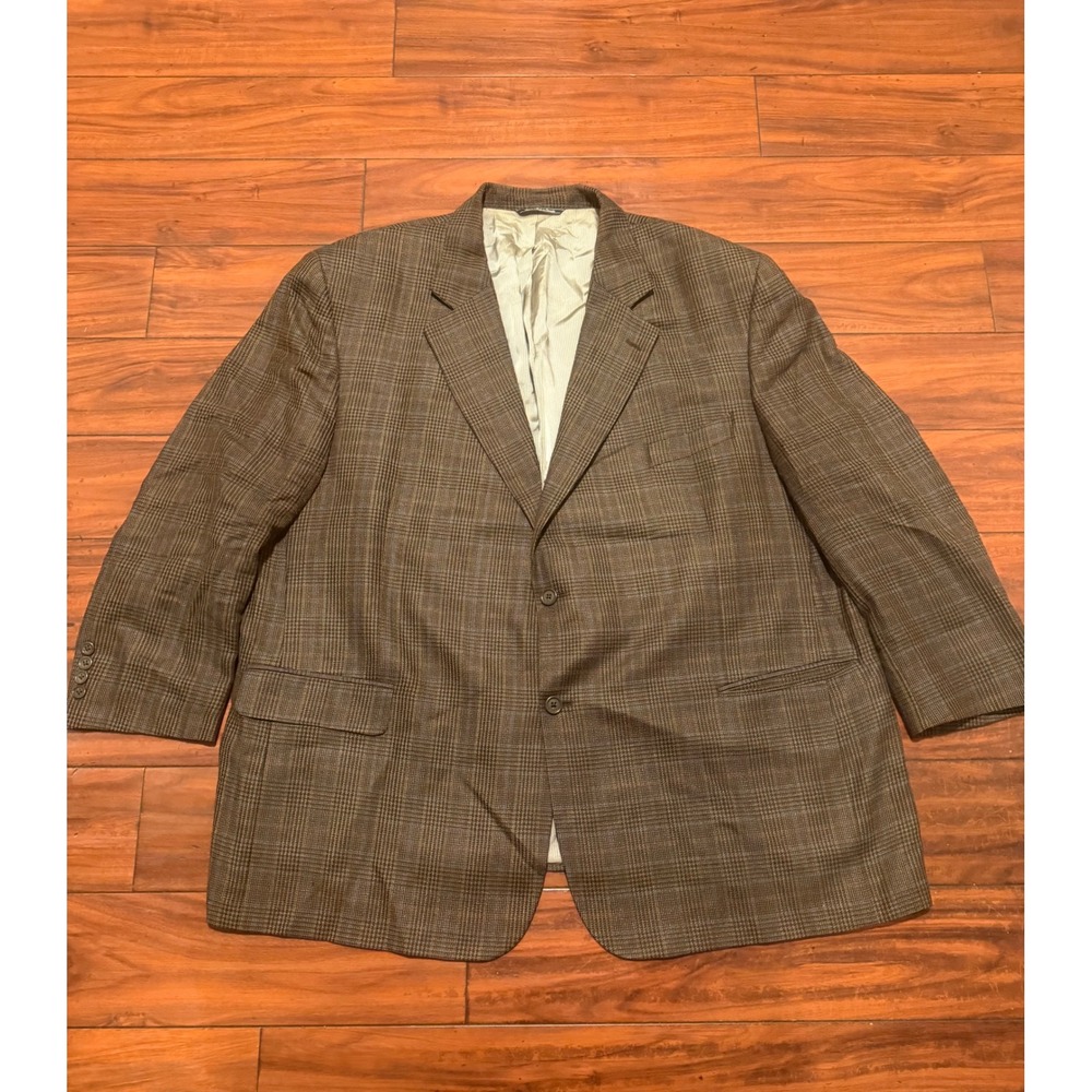 Jack Victor Rochester Mens Brown Glen Plaid Wool Blazer Sport Coat 50R Italy